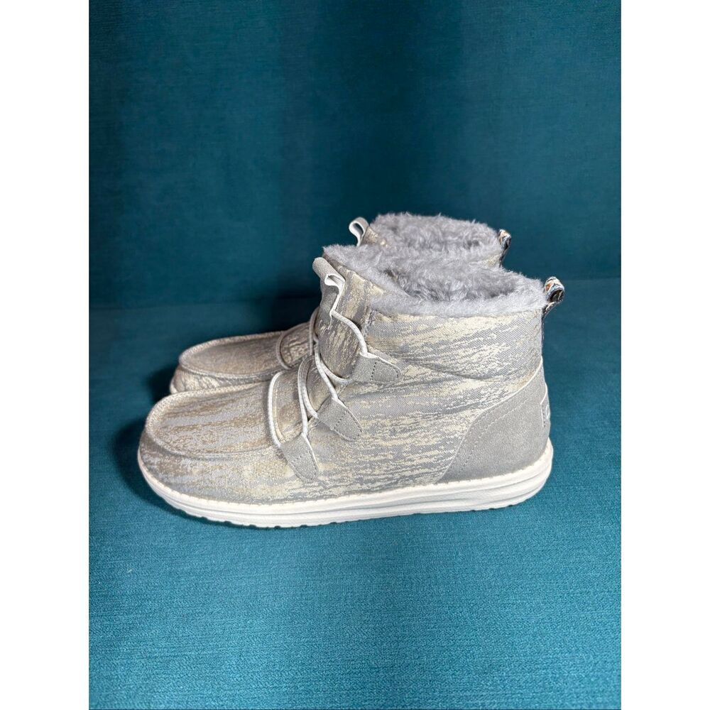 Hey Dude Lea Fur Grey Faux Fur Winter Boots Women’s US 9 EU 40 New With Tags